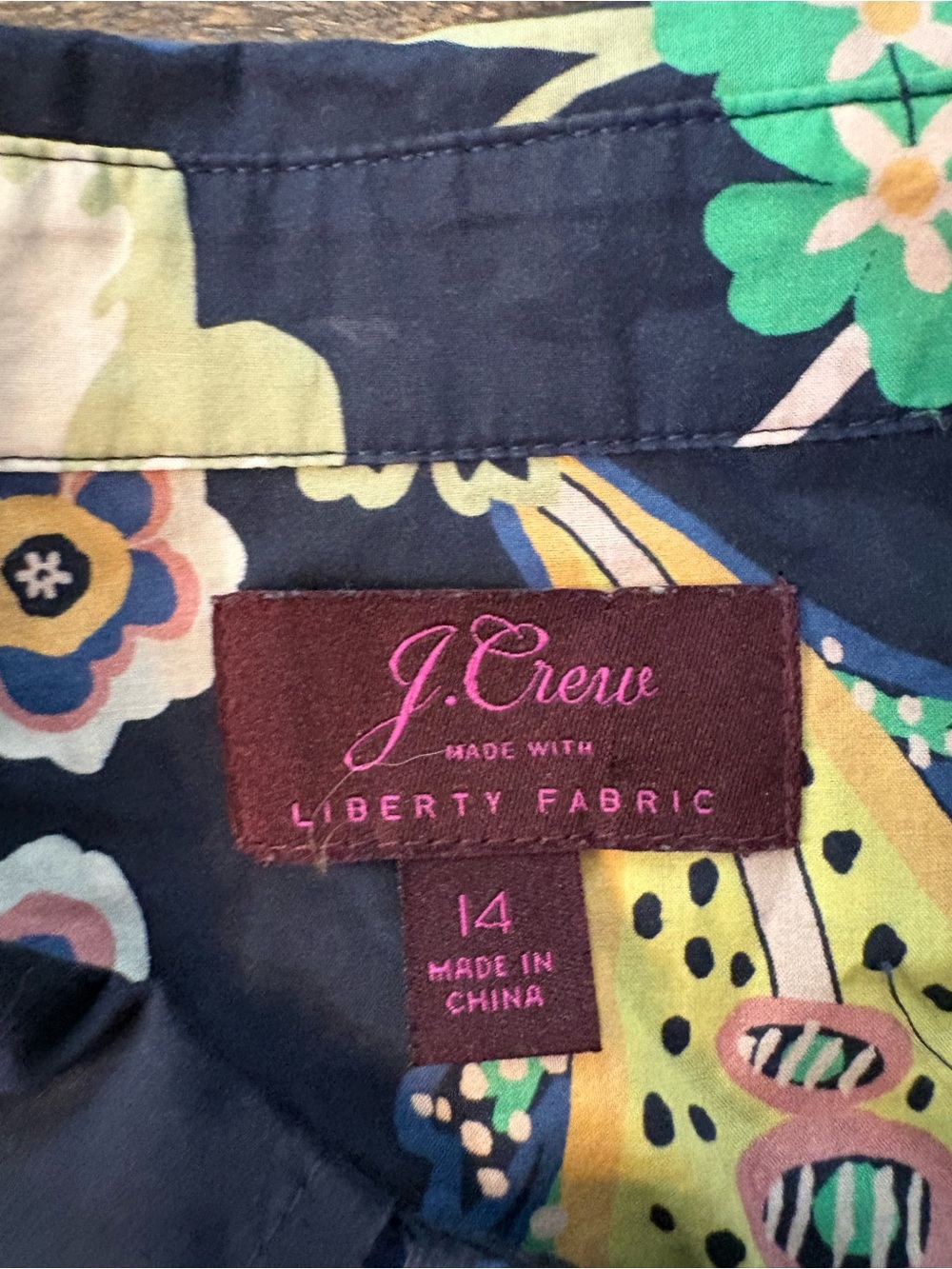 J.Crew Button Down Shirt Womens 14 Navy Liberty London Floral Excellent Cotton - Picture 4 of 7